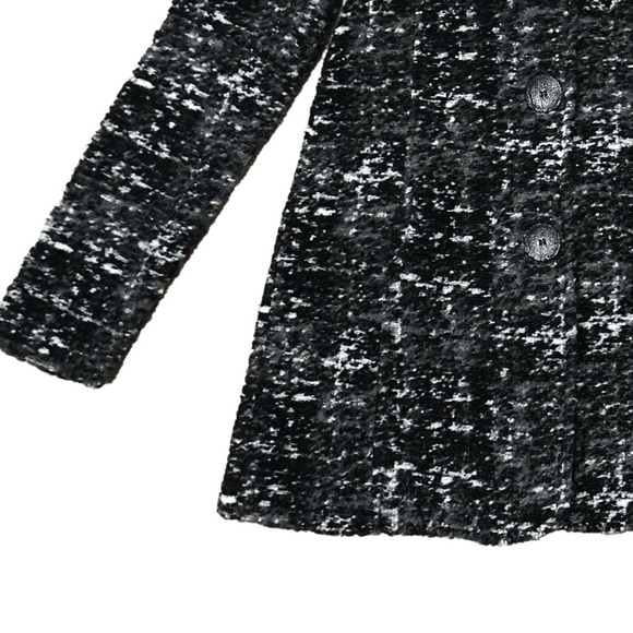 2/$30 Maria Sole Wool Blend Faux Fur Collar Black and White Button Up Coat - Picture 7 of 11